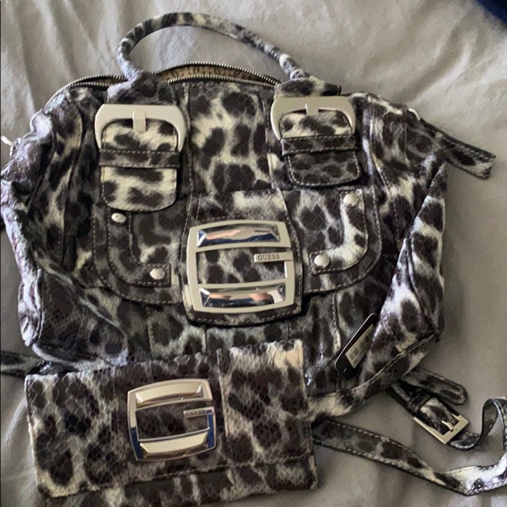 Brand new Guess cheetah handbag with wallet